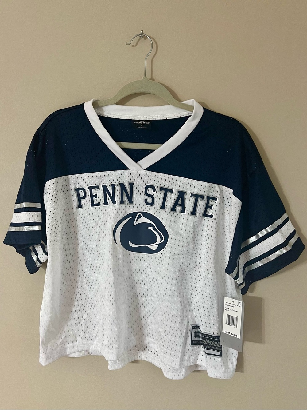 Colosseum White Penn State Nittany Lions Treasure Cropped Football Jersey